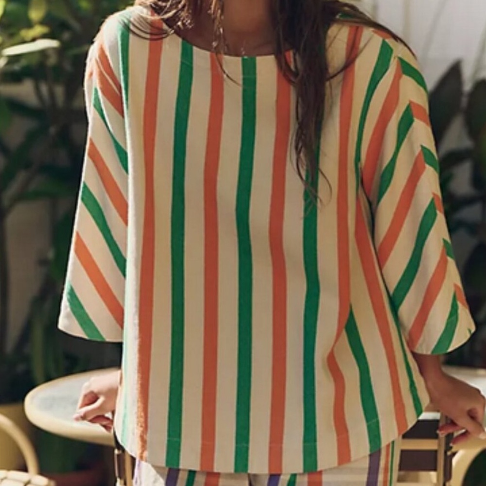 Free People Free Est The Tone Sand Combo Striped Top